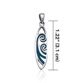 Surfboard With Waves Sterling Silver Pendant TP2946 - Pendants